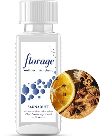 FLORAGE Saunaaufguss WEIHNACHTSMISCHUNG 100ml, wohltuendes, erfrischendes Sauna-Aufgussmittel mit hochwertigen ätherischen Ölen