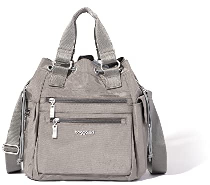 Baggallini Damen Moderne Tasche mit Kordelzug, Sterling Shimmer