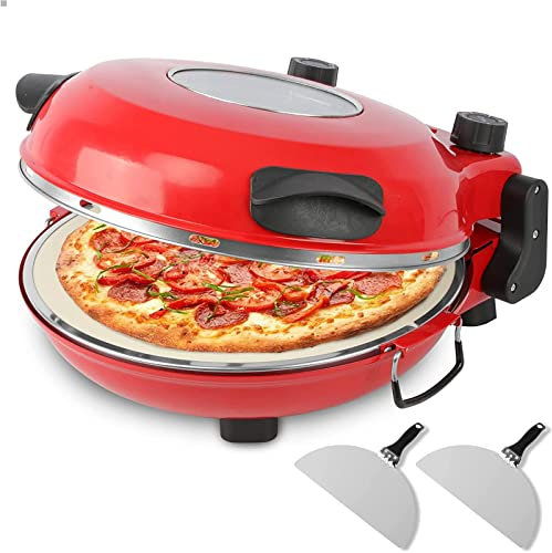 Forno Elettrico Per Pizza, Forno Per Pizza Da Tavolo Da 1200 W, Mini Forno Multiuso Per Pizza Con Piastra In Ceramica E Finestra In Vetro, Perfetto Per Feste E Cucina In Famiglia