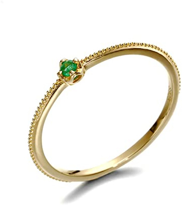 Daesar Ring 14 Karat Gold Damen, Trauringe Solitär mit Smaragd Frauen Ringe Hochzeit Verlobungsringe Nickelfrei Große 66 (21.0)