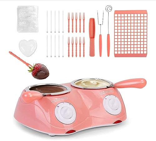 QUTBAG Double Furnace Chocolate Melting Furnace, Electric Chocolate Candy Melter Pot, DIY Handmade Soap Essential Oil Soap Melting Tool for Home Kitchen Party 2 pink