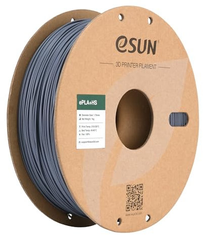 eSUN PLA+ Filament 1.75mm, PLA+HS Hochgeschwindigkeitsdruck 3D Drucker Filament Maßgenauigkeit +/- 0.03mm, 1KG Spule (2.2 LBS) Speedy PLA Plus Filament für High Speed Drucker,Grau