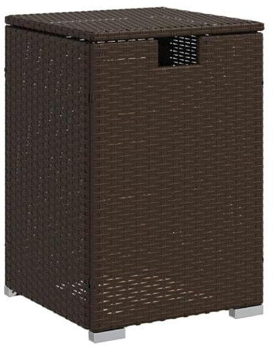vidaXL Mesa Cubierta para Bombona de Propano, Mesita de Tanque de Gas, Caja Almacenamiento de Bombona de Propano, Mueble Exterior, Ratán Marrón