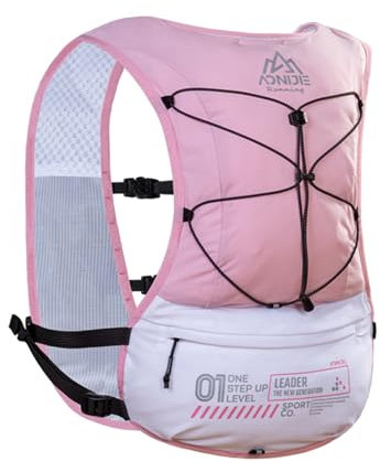 ICE FLAME Trinkrucksack-Weste, 5 l, multifunktionaler Outdoor-Laufrucksack, passend für 17,7 cm (6,8 Zoll) Handy für Marathon-Training, Wandern, Trail und Walking, Rosa