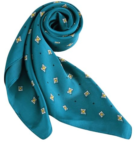 DAMILY Vintage Bandana Uomo Seta Quadrata Foulard Estate Motivo Geometrico Foulard e Fascia per la Testa Moto Satin Pirata Bandana Festival Fasce per Capelli 70x70cm, blu-rosso, 70x70cm (27,5 x 27,5