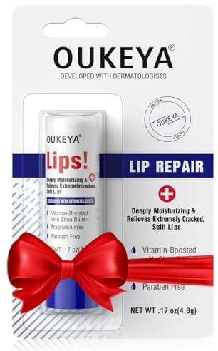 OUKEYA Medicated Lip Balm, Hydrating Lip Balm Stick with Petrolatum, Shea Butter & Beeswax, Natural Lip Salve for Dry Cracked Lips, Moisturising Lip Balm 4.8g