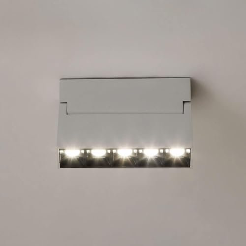 HSTBLEOO Faretto da soffitto regolabile, faretto d'accento montato su superficie a LED, lampada da soffitto girevole, kit di illuminazione a binario fisso da 12 W faretti in alluminio (colore: bianco)