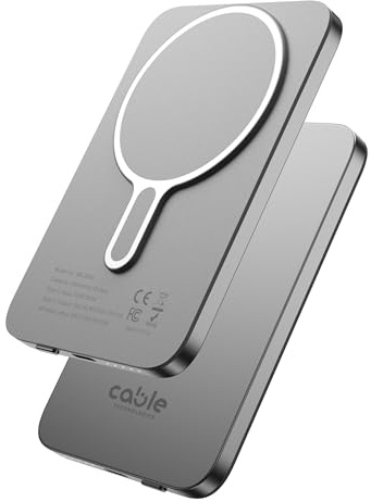 Cable Technologies Powerbank per MagSafe 5000mah wireless magnetico USB-C PD20W Sottile, Ricarica Rapida, batteria esterna power bank caricatore portatile universale per iPhone e altri smartphone