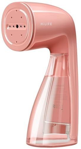 HiLIFE Steamer for Clothes, 1100W Clothes Steamer, Fast Wrinkle Removal with Large 300ml Tank, Ideal for All Fabrics, Easy to Use, Compact and Portable Travel Garment Steamer-Pink