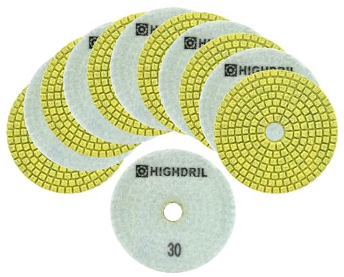 HIGHDRIL Disque de Polissage Diamant 12 Pièces - 100mm Grain #30 Humide Diamant Polissage Pads pour Marbre Granite Pierre Béton