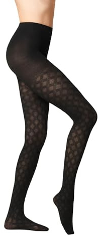 Goldenpoint Donna Collant Fantasia Jacquard Rombi con Cinturino Anatomico e Tassello Igienico
