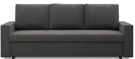 Mebligo - Sofa 3 Sitzer mit Schlaffunktion 220 x 92 x 92 cm NEO Kollektion, Sofa Klein Schlafsofa mit Bettkasten, Sofa Wohnzimmer, Sitz mit Bonellfedern, Grau