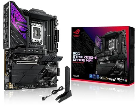 ASUS Intel ROG Strix Z890-E Gaming WiFi ATX motherboard, 18+1+2+2 power stages, DDR5 slots, PCIe 5.0 w/full support for next-gen GPUs, seven M.2 slots, WiFi 7, AI Overclocking, AI Networking II
