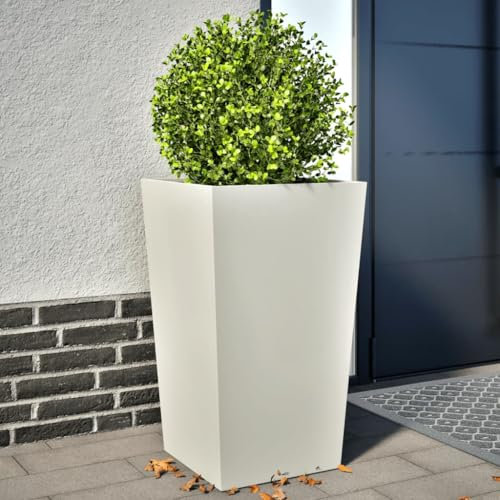 Gecheer Jardinières de jardin, 2 pièces, blanches, 45 x 45 x 75 cm, en acier, jardinière, parterre surélevée, lit surélevé de jardin, grand planteur d'extérieur, lit pour jardin surélevé, lit pour