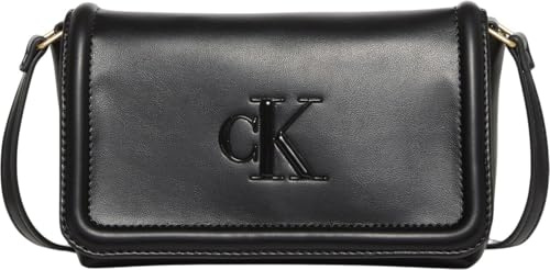 CALVIN KLEIN Women's RAISED CK FLAP CROSSBODY LV04F1027G Crossover, Black (Black), One Size, Schwarz (Schwarz), One Size
