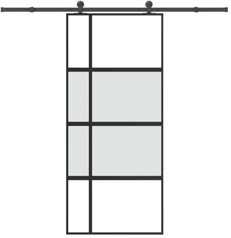 Porta Scorrevole Ferramenta 90x205 cm Vetro Temperato Alluminio (32,57KG)-3035