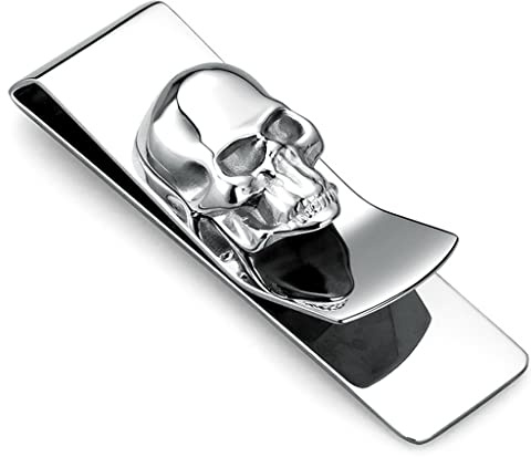 Clips for Billetes de Metal, Clips for Billetes for Efectivo, Billetera de Acero Inoxidable con Forma de Calavera y Esqueleto, Billetera con Clip for Billetes for Hombres