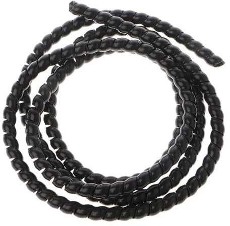 LCUVIMPEX Keep Memory Ceramic Box， 1 Meter Spiral Bands Cable Casing Spiral Wire Organizer Wrap Tube Flame Retardant Winding Pipe Cable Sleeves(Black,10mm inside diameter)