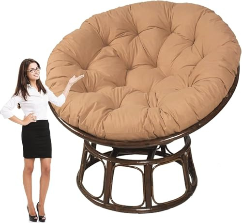 PIPOEI Redonda Cojines de Silla, Impermeable Cojín para Columpio para Huevo, Cojín para Silla Mecedora, Cojín de Respaldo para Balcón, Terraza, Jardín Khaki,100cm