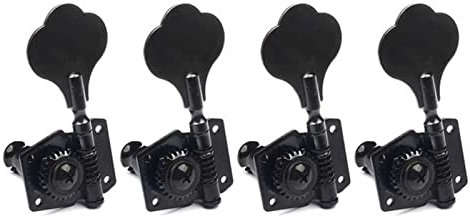 ANKCASE Gitarrentuner Akustik 4R 4L 2R2L. Geöffnete elektrische Bassgitarre-Tuning-Pegs-Maschinenköpfe-Tuner for Bass Chrome Black Gitarrentuner Akustisch(Black 4L)
