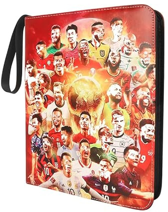 Fußball Karten Sammelalbum 400 Karten, Sammelalbum Fußball Karten | Kartenalbum mit 50 Seiten für Fußballkarten, 4-Fächer Sammelmappe, Sammelkarten Album Fussball, Sammelkarten Album