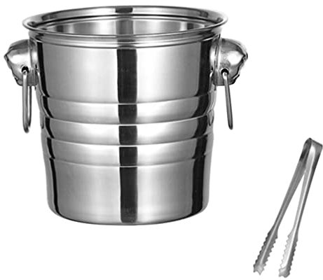 Contenitori per snack da 3 litri, secchiello per il ghiaccio in acciaio inox, secchiello per vino, secchiello per champagne con clip per ghiaccio, mantiene il ghiaccio per bevande ghiacciate, ref