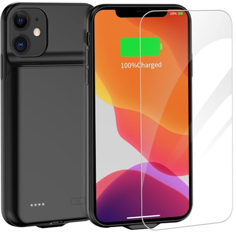 YISHDA Coque de batterie pour iPhone 11, 7000 mAh, coque de protection portable, batterie étendue, compatible avec iPhone 11 (6,1), noir