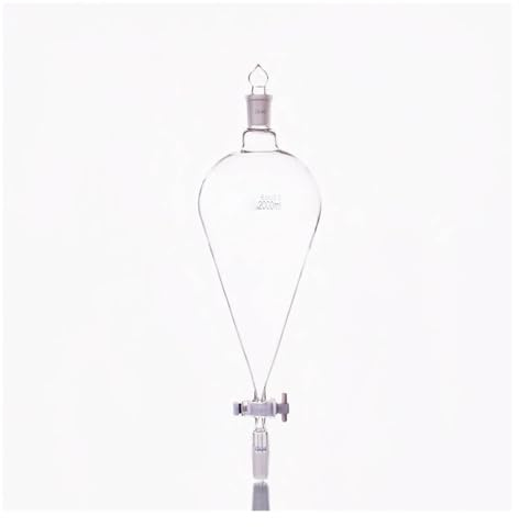 Cristalería de Laboratorio Embudo de decantación con llave de paso de PTFE y vástago cónico estándar. Capacidad: 2000 ml. Unión 24/40.