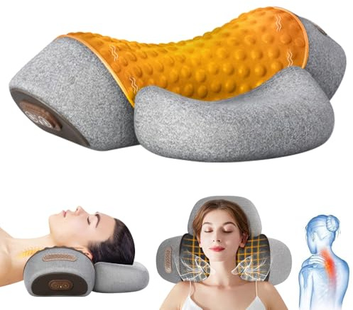 Noetopolis 3-in-1 Nackenmassagegerät mit Wärme: Nackenmassagekissen Elektrisch mit Vibration und Ziehung - Entspannungskissen für Nacken|Rücken|Beine - Zervikales Massagekissen