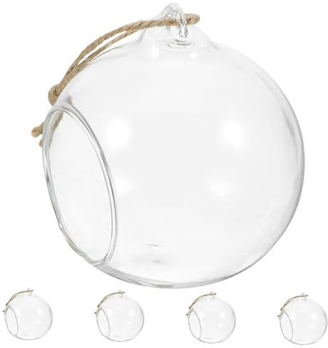 GOOHOCHY 5pcs Hanging Terrarium Sphere Ball Tea Light Holder with Air Circulation Vents, Glass Ball Terrarium in Synthetic Material for Holiday Decoration and Centerpieces
