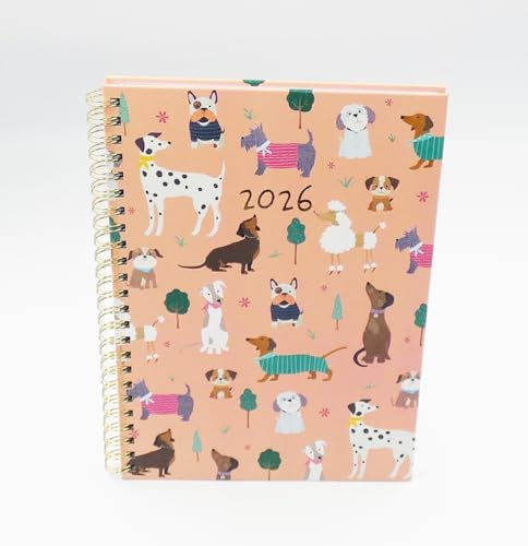 Sixstore Week to View 2026 A5 Diary Wiro Diaries, WTV A5 Spiral Diary, Planner Hardback Cover Casebound Wiro Diarie (Pink)