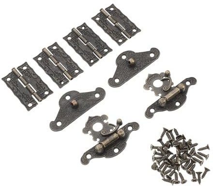 Toddmomy Set de Loquets et Charnières en Matériau Naturel pour Boîte à Bijoux Style Vintage Rétro Accessoires Durables pour Coffrets Armoires et Projets de Bricolage