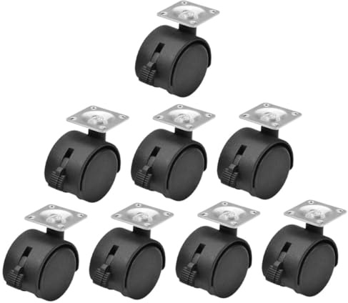 iplusmile 8 pièces Lot de roulettes pour chaise de bureau avec frein roues pivotantes nylon remplacement robuste pour meubles et fauteuils à roulettes
