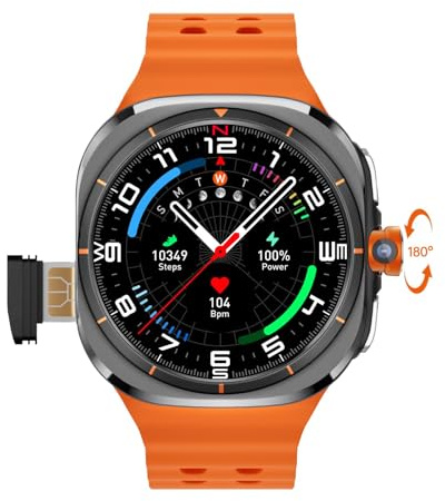 Générique Montre Intelligente 5G avec caméra HD télescopique rotative et Carte SIM, écran AMOLED, GPS, Gestion de la santé, Montre multifonctionnelle pour Les passionnés de Technologie