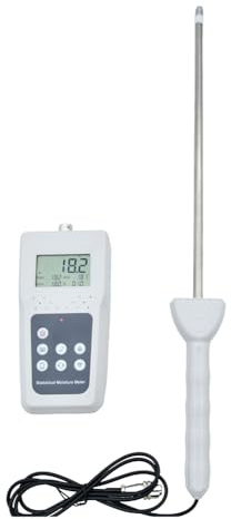 Muuookka Medidor de Humedad de Heno de Pasto Forrajero con Pantalla LCD, Herramienta de Medición de Paja de Heno Comprimida para Salvado de Paja de Cereal y Pasto de Bambú.