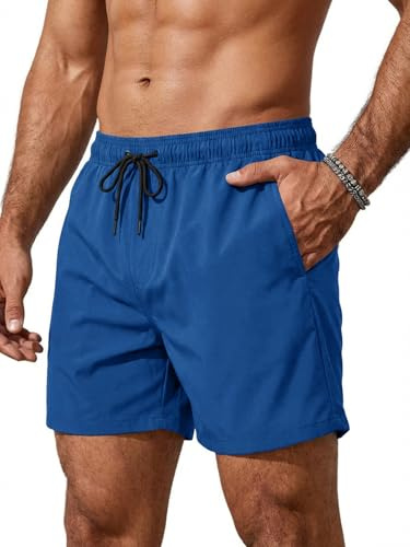 Runcati Costume da Bagno da Uomo, Pantaloncini da Nuoto ad Asciugatura Rapida, Costume da Bagno da Uomo Semplice da Spiaggia, Pantaloncini Elastici da Sport e Allenamento con Fodera in Maglia e Tasca