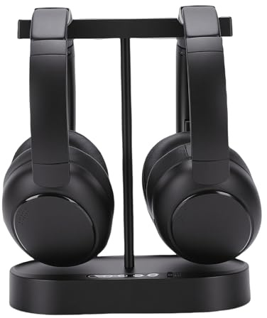 Vikye Cuffie TV Wireless Doppie con Base di Ricarica del Trasmettitore, 40 Ore di Riproduzione, Cuffie Bluetooth 5.4 2.4G Sopra L'orecchio per Anziani