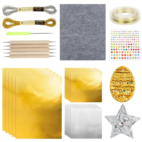 26 st präglingsfolie set dekorativ, folie kartong guldfolie överföringsfolie för pyssel aluminium pysselfolie bågar, guld silver präglade konstprojektark pysseltillbehör för konst och hantverk som