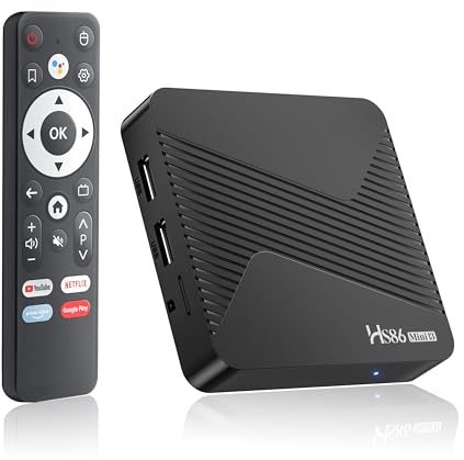 HS86 MINI13 TV Box Android 14.0, 2026 New Android Box RK3528mini 4GB 64GB Support 4K 8K 2.4G/5.8G Dual-Band WiFi 6 HDR10+ 100M Ethernet BT 5.0 Internet TV Box Smart with Bluetooth Voice Remote Control
