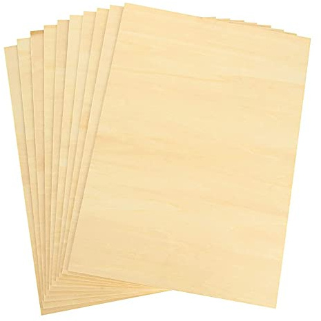 Confezione da 4 fogli di compensato di tiglio non finito fai da te 20x40 cm 1,5-10 mm