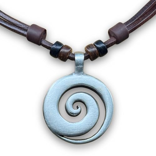 HANA LIMA Halskette Koru Surferkette Lederkette Herrenkette Damenkette Metallanhänger