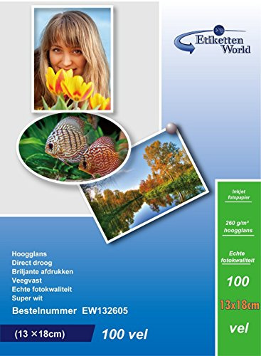 EtikettenWorld – 300 Blatt Fotopapier 13 x 18 cm (130 x 180) Premium Hochglanz 260 g