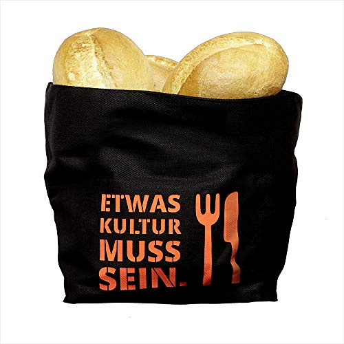 Rammstein Brotkorb Etwas Kultur Schwarz, Offizielles Band Merchandise, 16 x 16 x 13 cm, 100% Baumwolle