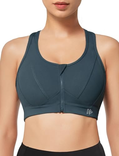 Yvette Sport BH Starker Halt Vorderverschluss | Mesh Ringerrücken,Große Größen,eingenähte Cups,für Lauf Joggen Reiten