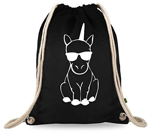 Turnbeutelliebe® Turnbeutel mit Spruch - lustige Motive & Sprüche - Bedruckt - Baumwolle schwarz - Sportbeutel - Rucksack - ca. 12 Liter - 37 x 46 cm