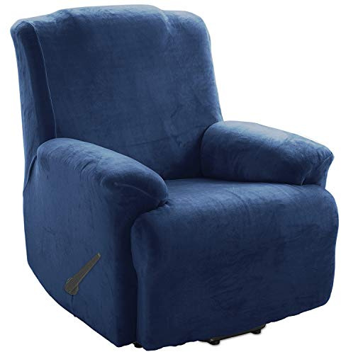 TIANSHU Samt Ruhesessel bezüge, Stretch Sesselschoner Elastisch Plush Couchbezug stilvolle Luxus-Möbelbezüge Anti-Rutsch-High Stretch Relaxsessel bezüge(Ruhesessel,Navy blau)