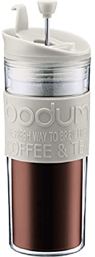 BODUM 11100-913S TRAVEL PRESS Mug à piston isotherme en plastique avec couvercle à clapet, 0.45 l