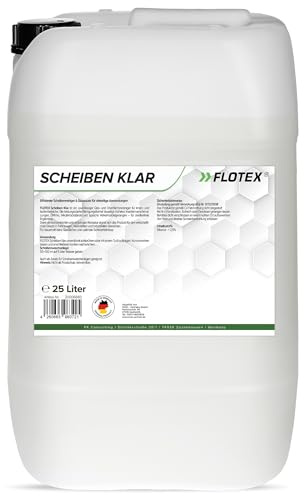 Flotex Scheibenklar 1 x 25 Liter | Zuverlässiger Auto Scheibenreiniger für streifenfrei Sicht & entfernt hartnäckige Verschmutzungen | Auch als Scheibenwischwasser Zusatz geeignet | Made in Germany