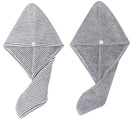 Tubayia 2 stycken mikrofiber hårtorkduk snabbtorkande huvudhandduk hårlock turban för kvinnor
