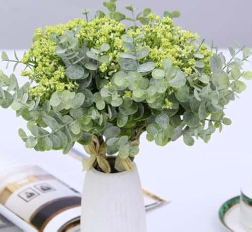 huaao 12 Stück Künstliche Blumen Schleierkraut Künstlich Gypsophila Kunstblumen Perfekt für Hochzeits Dekoration Zuhause Party Dekor Blumenstrauß(Grün)